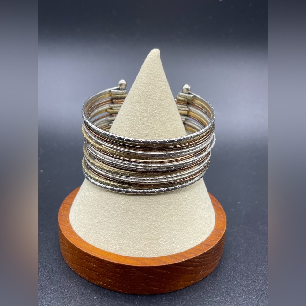 Mixed Metal Multistrand Cuff Bracelet